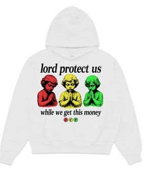 ICY 'Lord Protect Us' White Graphic Hoodie